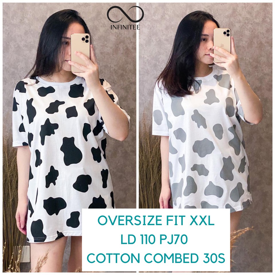Jual Oversize Tee T Shirt Wanita Kaos Cewek Kekinian Motif Sapi Print ...