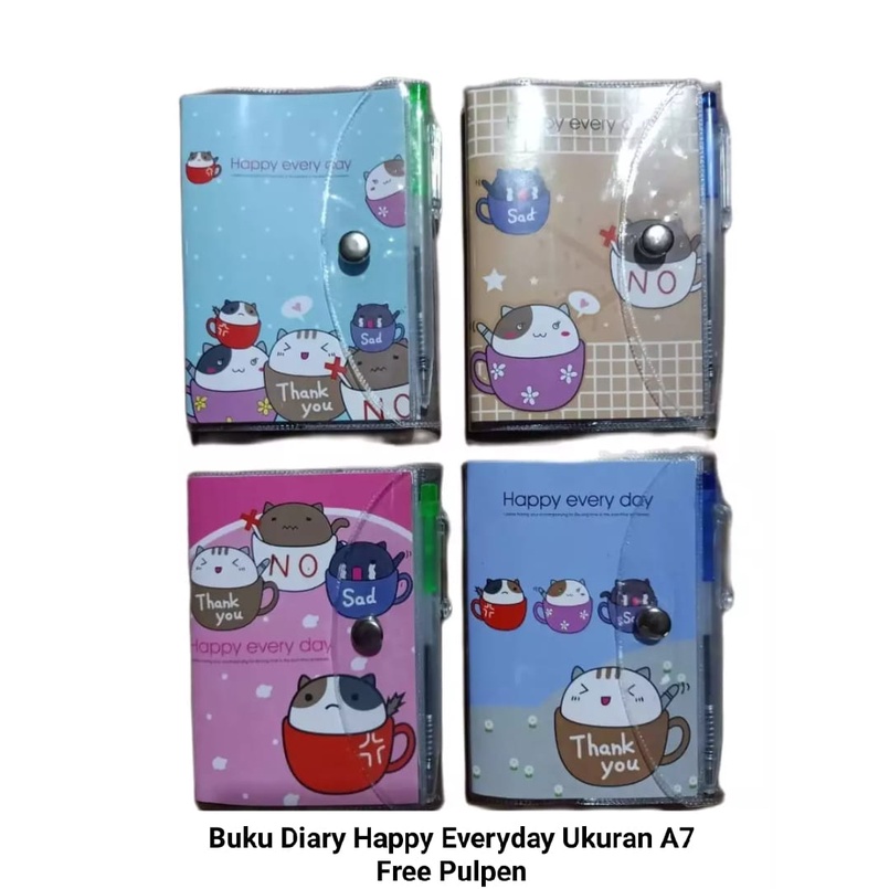 Jual Buku Diary Notes HAPPY EVERYDAY 1003734 AGENDA Kancing A7 (110 ...