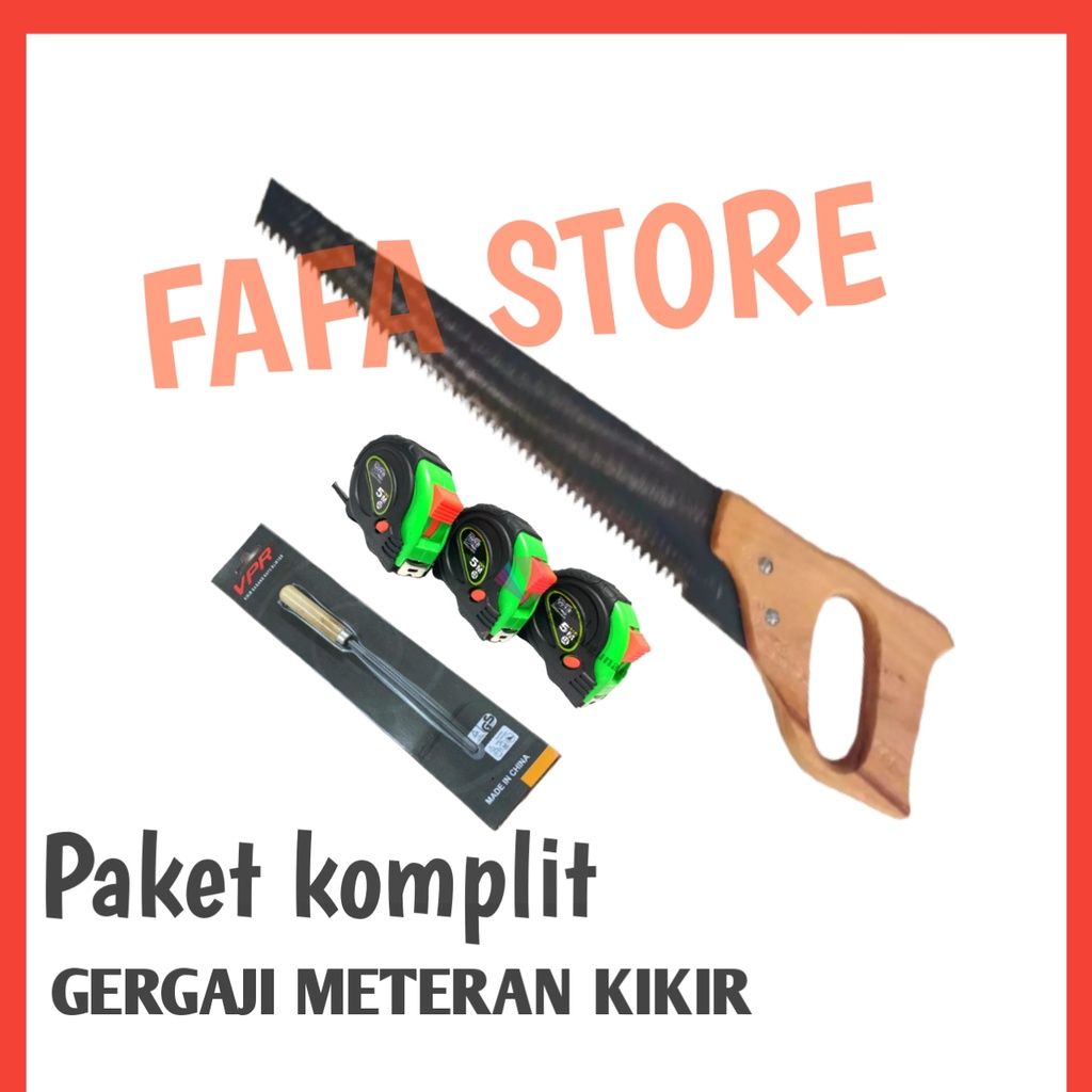 Jual Paket Tukang Gergaji Kayu Baja Asli Siap Pakai Palu Kambing Linggis Mini Meteran Viper