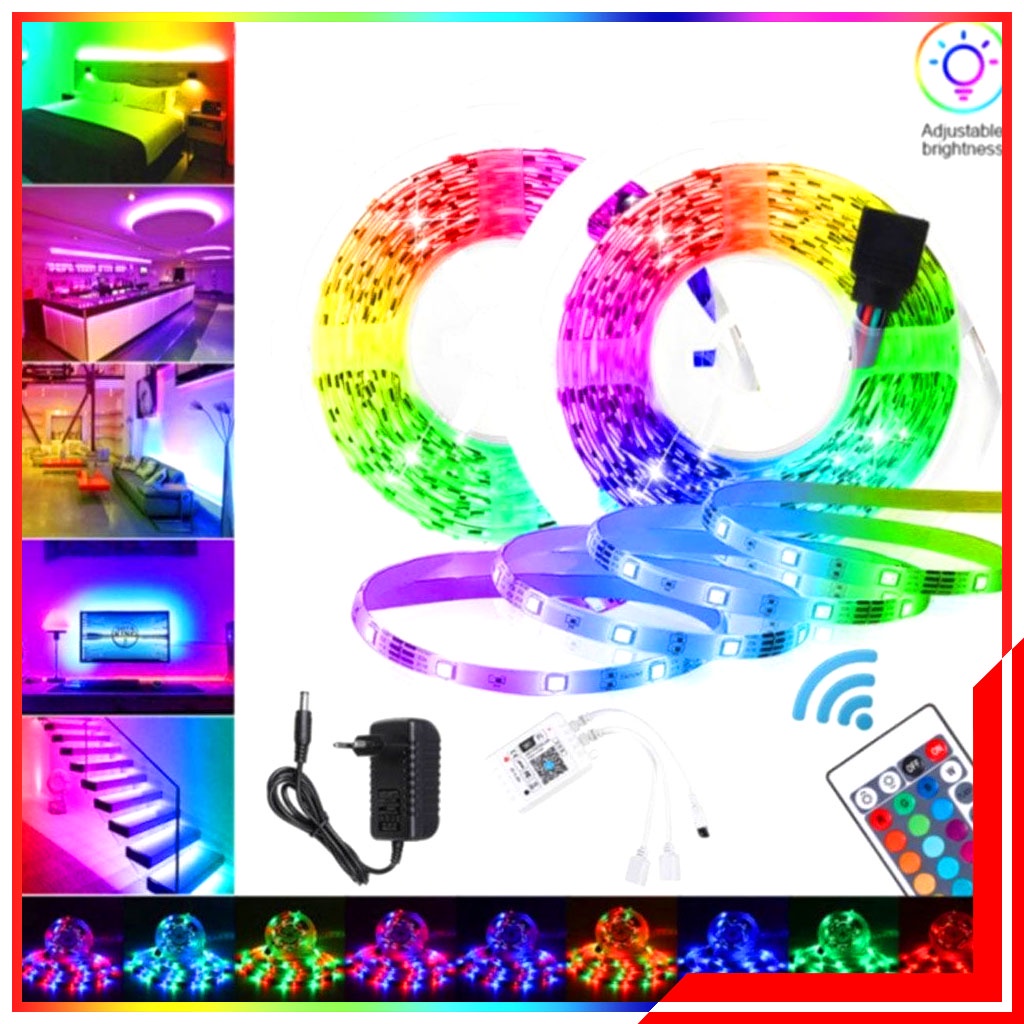 Jual Satu Set Komplit Lampu LED Strip RGB Warna Warni 10 Meter ...