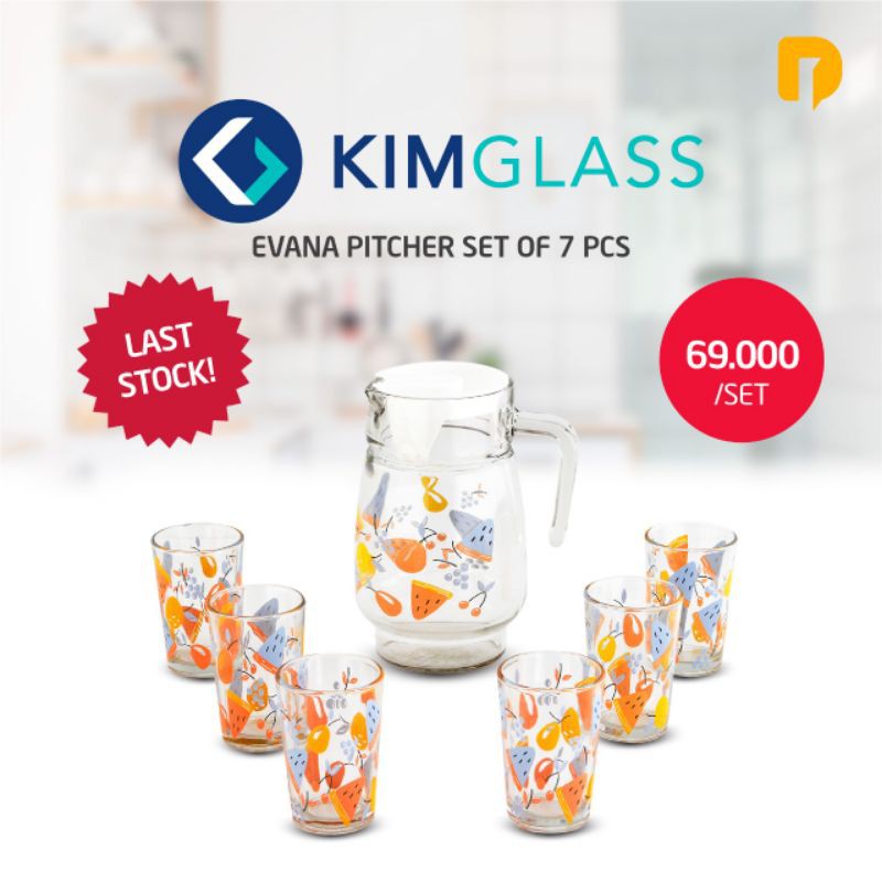 Jual Kimglass Evana Pitcher Set Of 7 Pcs Gelas Kaca Gelas Printing Shopee Indonesia 6588