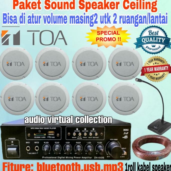 Jual Paket Sound Speaker Ceiling Toa + Mic Operator Isi 8Pcs (Original ...