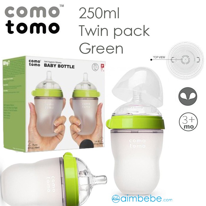 Jual Comotomo Bottle (Botol Dot Bayi) TWIN Pack 250ml Hijau/Green Shopee Indonesia
