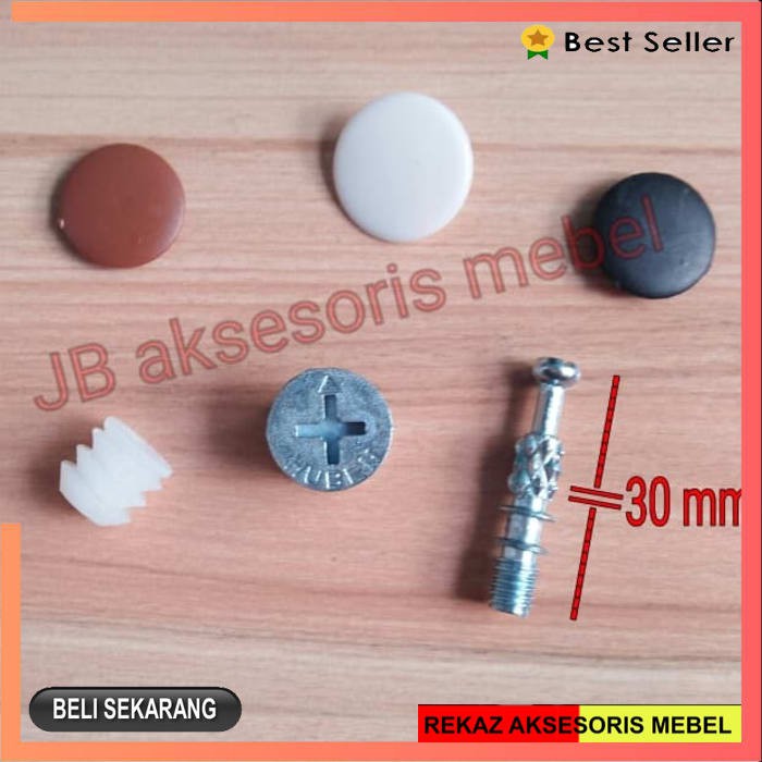 Jual SKRUP BAUT MINIFIX 3 cm (30mm) SOCKET CASING + TUTUP MINIFIX