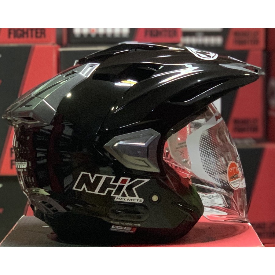 Jual Helm NHK Predator Crypton Solid Black Glossy Hitam Metalik Double ...