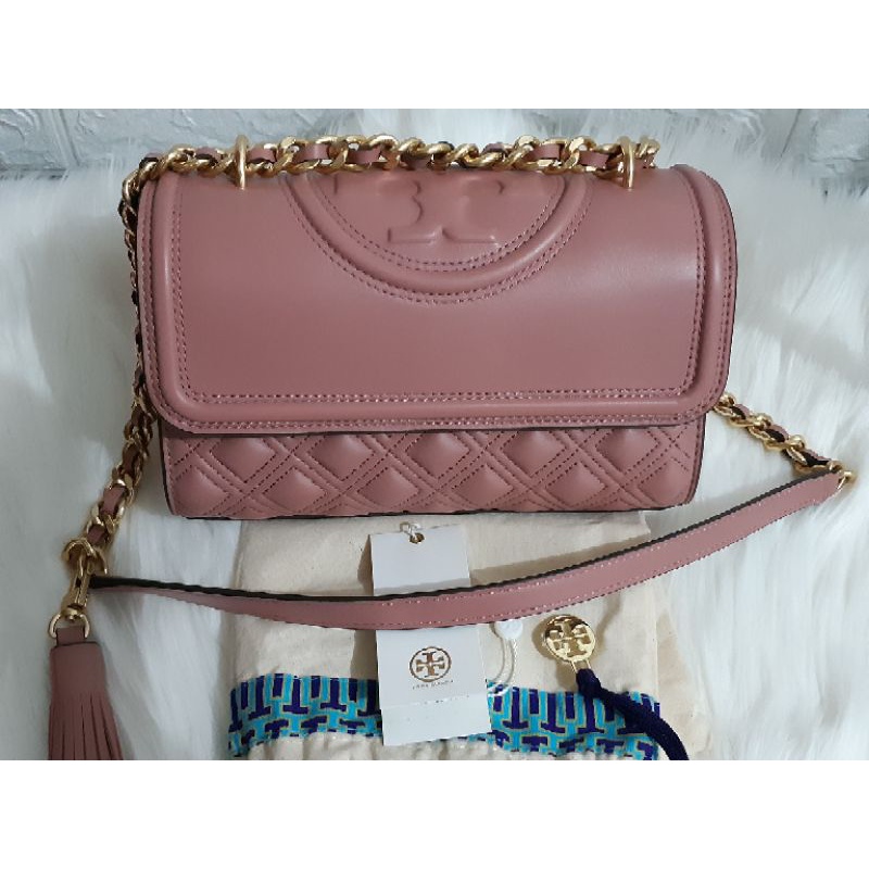 248 TORY BURCH (NEW) Small Fleming Convertible Shoulder Bag PINK MAGNOLIA