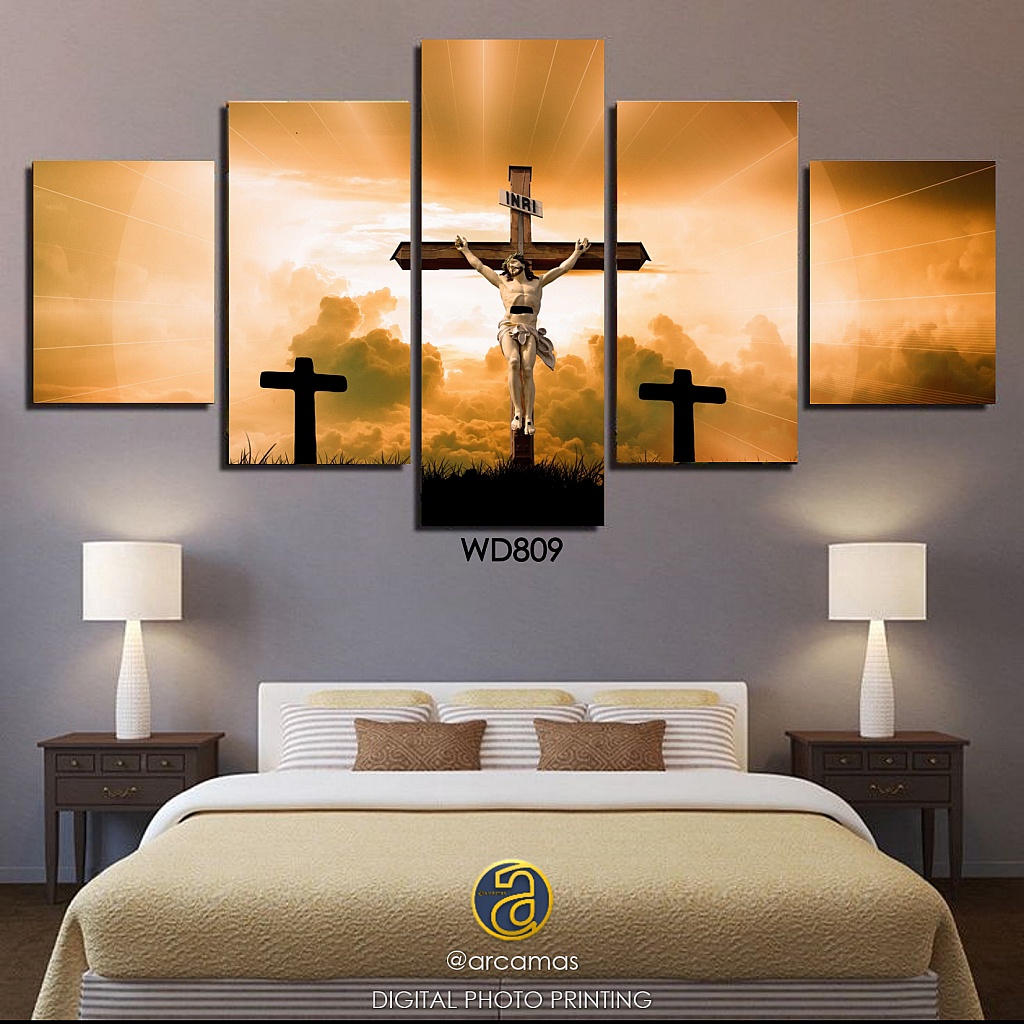 Jual Arcamas Hiasan Dinding Kristen Aesthetic 40x75 Cm Bingkai Multipanel 1 Set Poster Rohani 8933