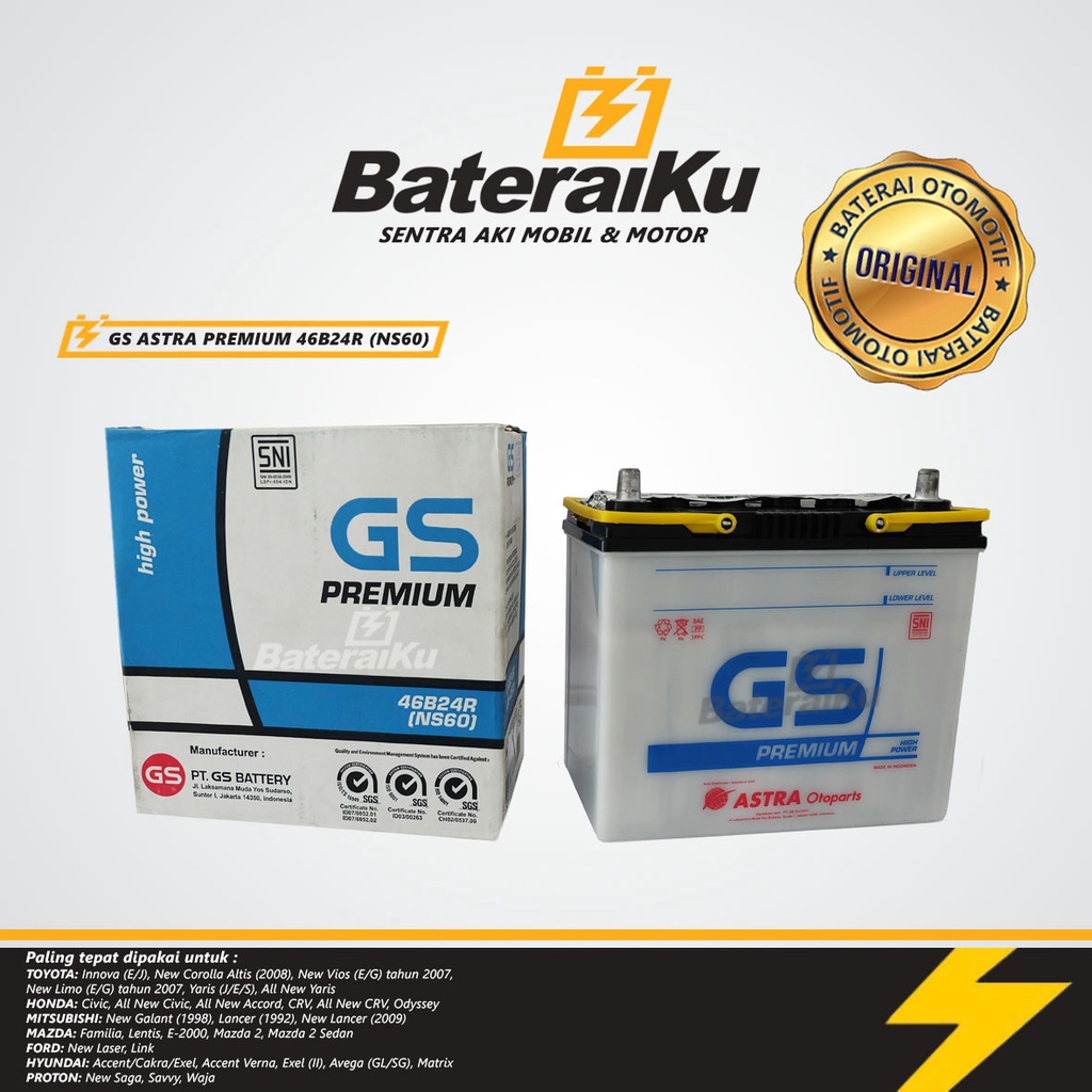 Jual Aki Gs Astra Premium NS60 Aki Basah Aki Mobil Avanza, Xenia, Rush