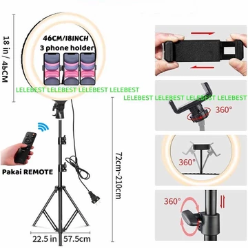 Ring Light 46cm Light Stand Tripod 2.1 Meter Make Up Live Streaming Ringlight Jumbo