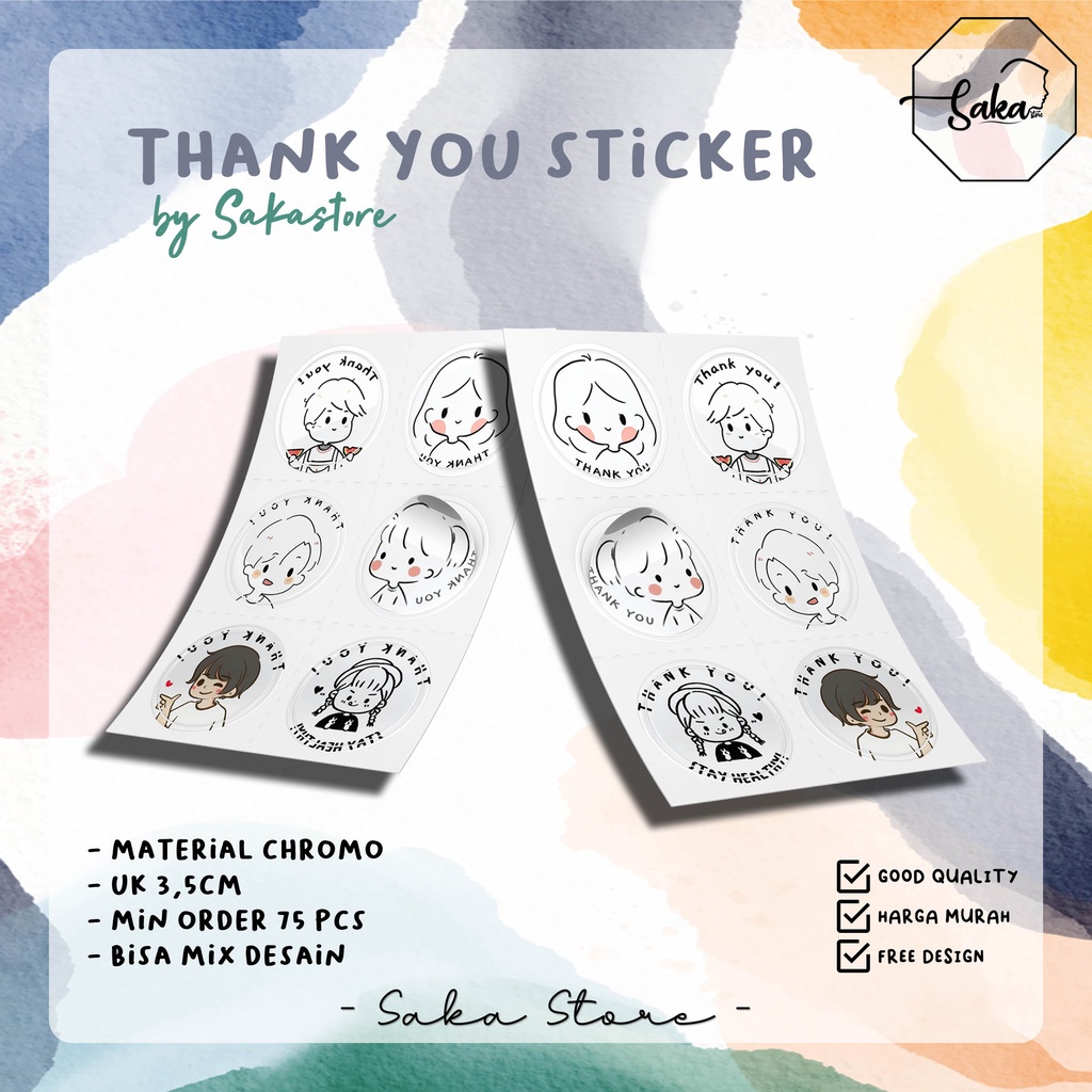 Jual STIKER BULAT THANK YOU / STIKER BULAT TERIMAKASIH / STIKER BULAT