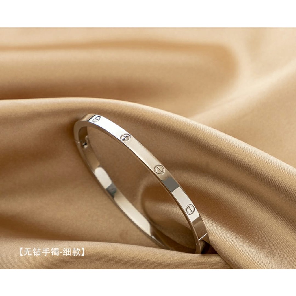 Gelang Tangan Wanita Asli Titanium / Bangle Polos Dan Permata - foto 2