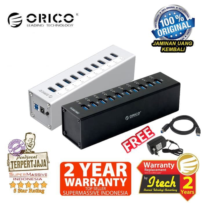 Jual ORICO A3H10 Original Aluminium Super Speed 10 Port USB3.0 HUB ...