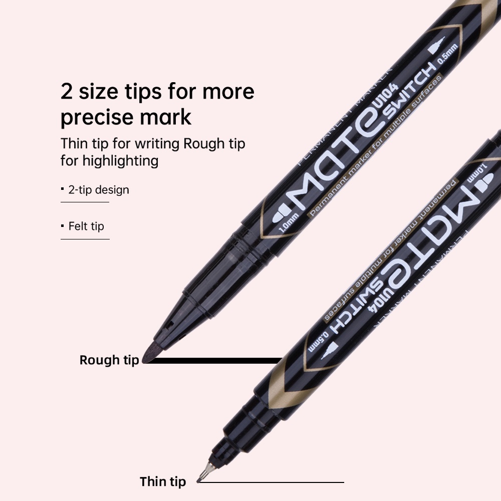 Deli Spidol permanen - 2-tip 0.5mm/1.0mm Cepat kering tidak beracun EU104X0 (3)