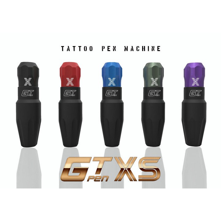 INKgrafiX GTXS Pen Tattoomaschine By AVA – Blau, Profi Studio, Mit Lederbox, Griffen & Zubehör