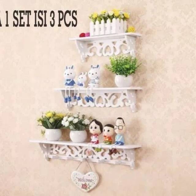 Jual Rak Dinding Vintage Set 3 In 1 Interior Minimalis Klasik Hiasan ...