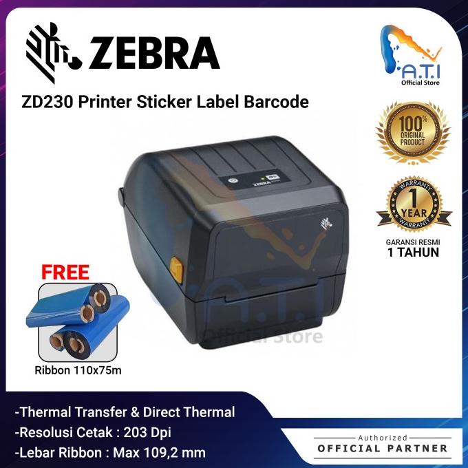 Jual Zebra Printer Sticker Label Barcode Zd230 Zd 230 2in1 Direct Thermal Shopee Indonesia 0464