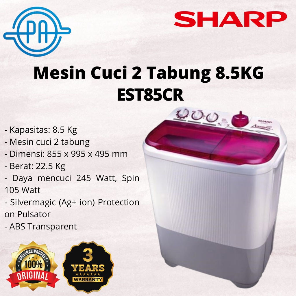 Jual MESIN CUCI 2 TABUNG SHARP EST85CR 8.5KG EST 85CR | Shopee Indonesia