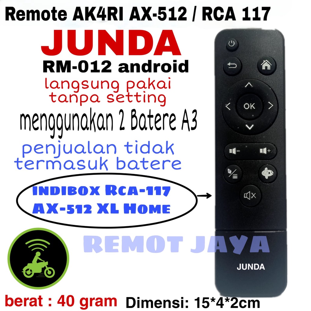 Jual REMOTE AKARI AX-512 XL HOME INDIBOX RCA-117 STB SET TOP BOX JUNDA ...