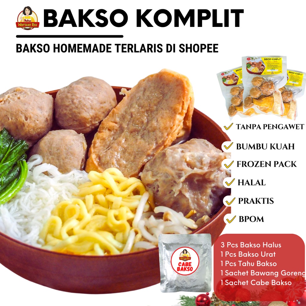 Jual Bakso Sapi Komplit Baso Sapi Siap Saji Halus Urat Tahu Shopee