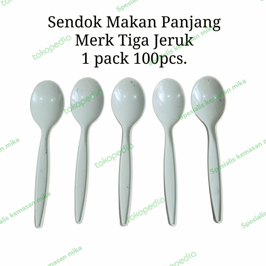 Jual Sendok Makan Plastik Butek Sendok Panjang Tiga Jeruk 100pcs