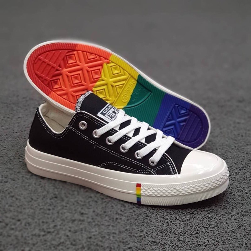 SEPATU CONVERSE 70S HITAM LOW OUTSOL RAINBOW PELANGI SOL GLOSSY IMPORT QUALITY