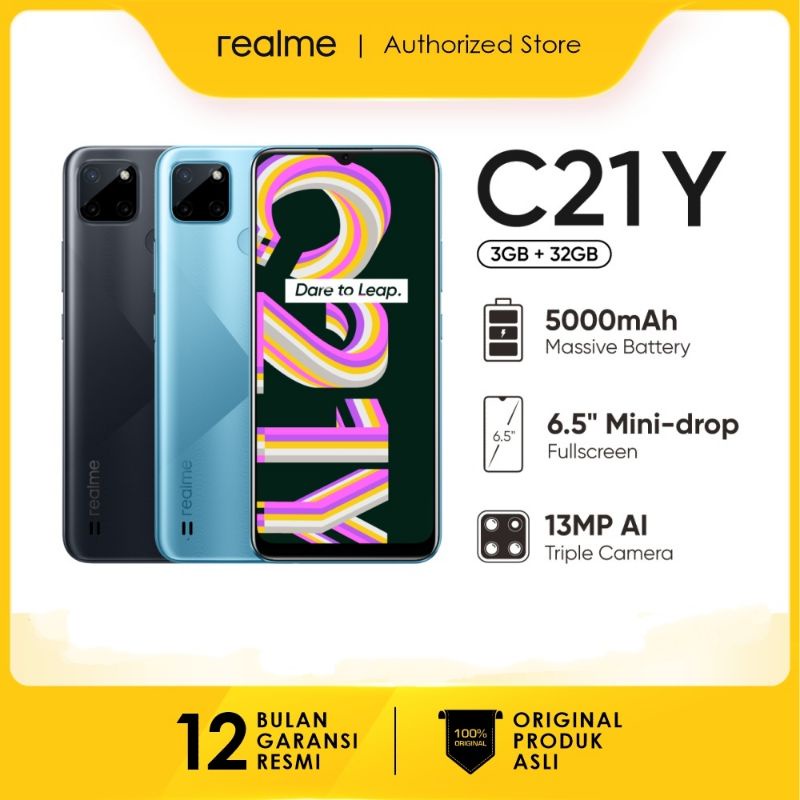 Jual Realme c21y ram 4/64gb (3/32gb) 5000Mah triple kamera garansi ...