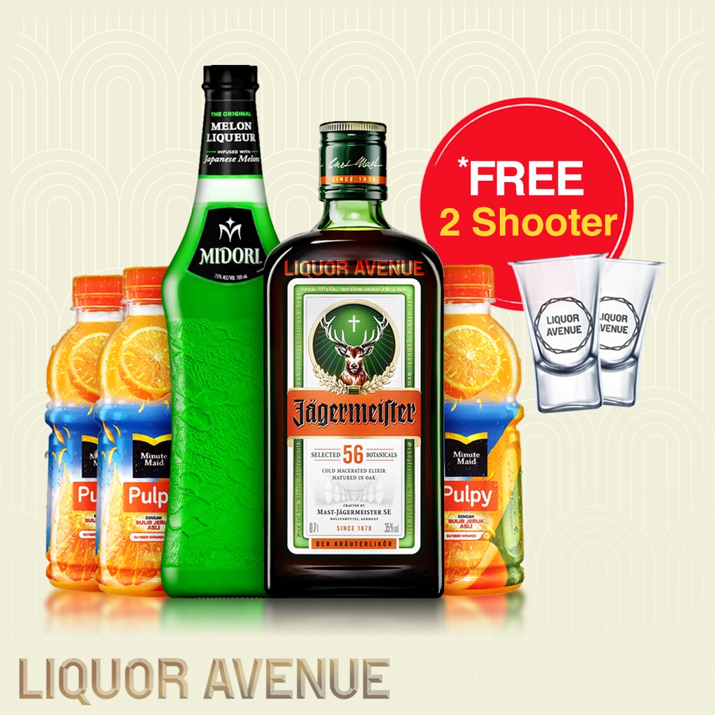 Jual Bong Water Shot ( Jagermeister 700ml, Midori Melon, 3 Pulpy Orange