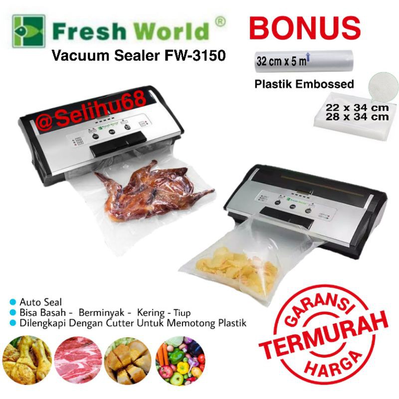 Jual BEST SELLER FRESH WORLD Vacuum Sealer Pengemas Vakum FW-3150