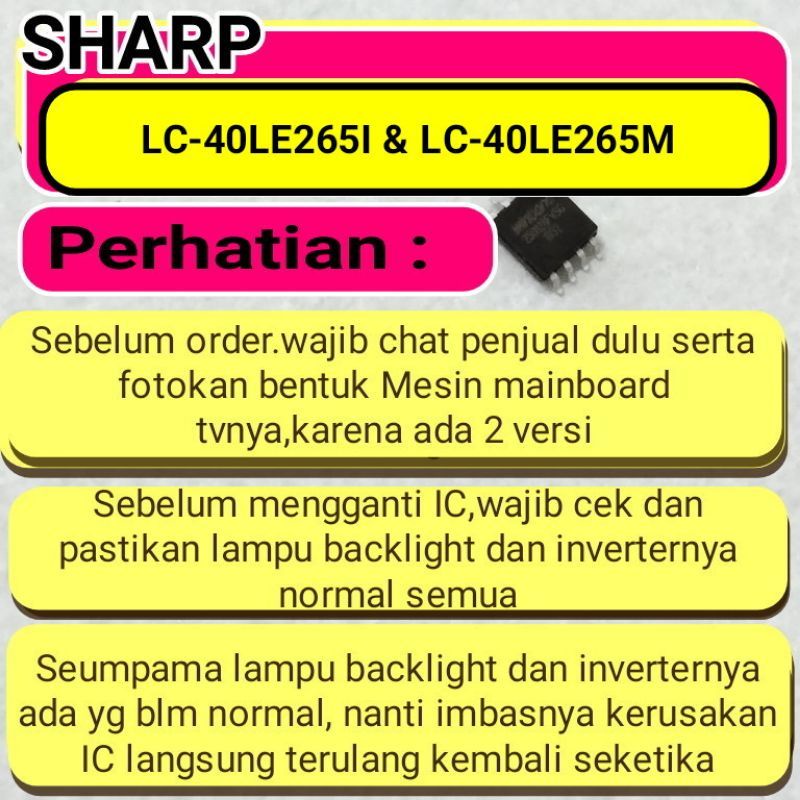 Jual IC eprom sharp LC-40LE265I LC-40LE265M | Shopee Indonesia