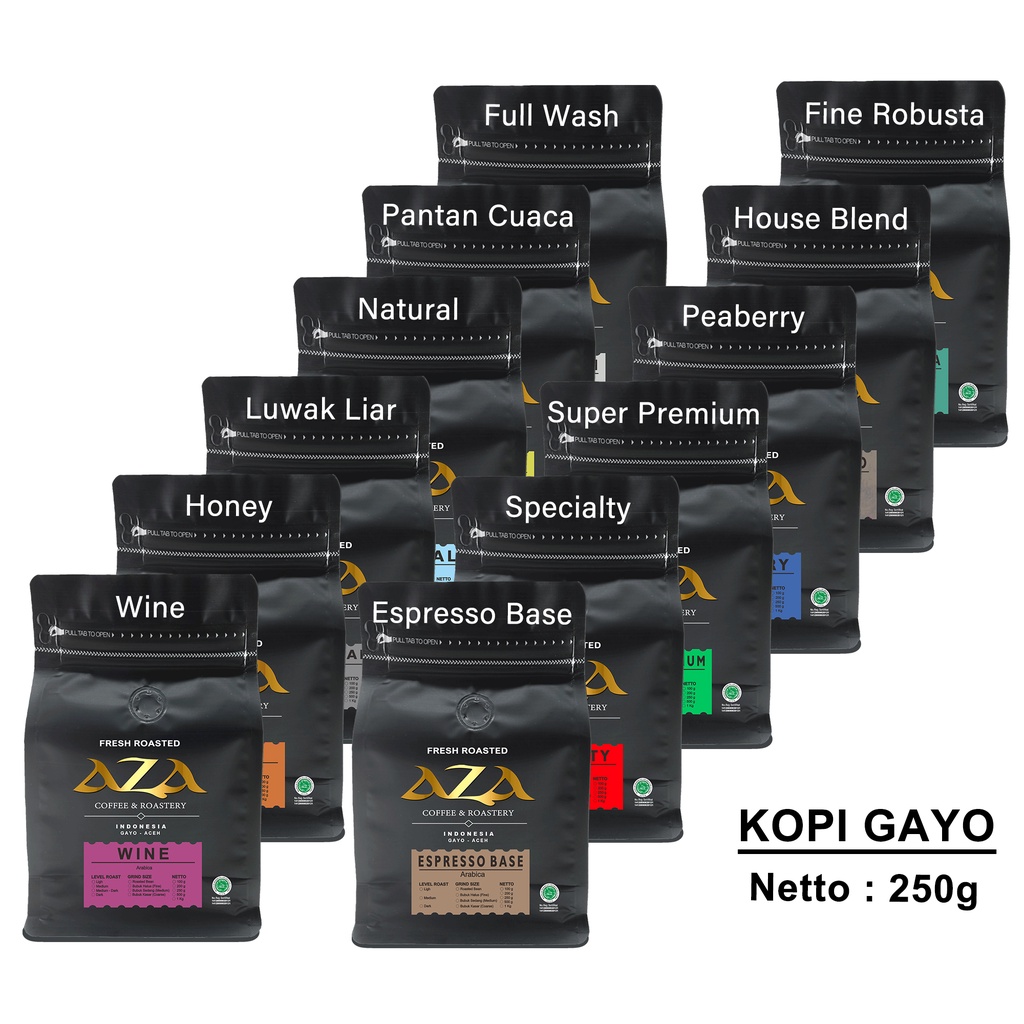 Jual Aza Coffee Kopi Gayo Aceh Arabica Robusta Coffee 250g Single ...
