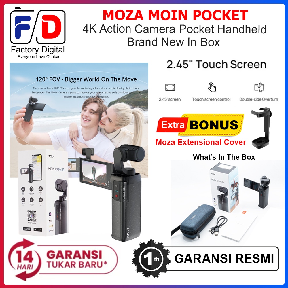 Jual MOZA Moin Pocket 4K Camera 3-Axis Gimbal with LCD Touchscreen