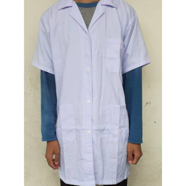 Jual Jas Laboratorium Lengan Pendek / Jas Lab Unisex / Baju Lab Pendek ...