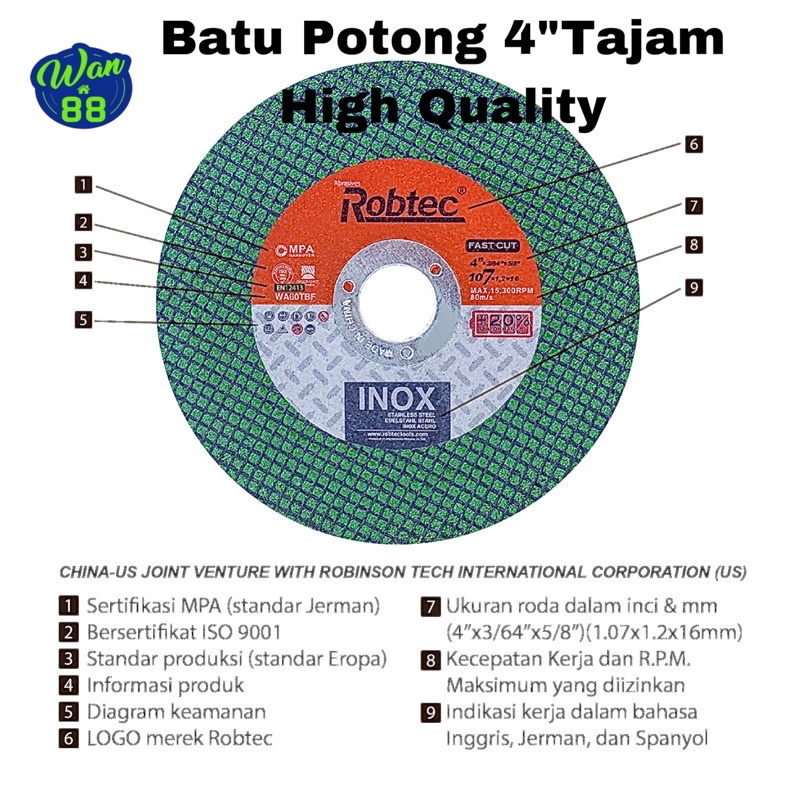 Jual Batu Potong 4 Inch ( 1.07x1.2x16mm)ROBTEC High Quality | Shopee ...
