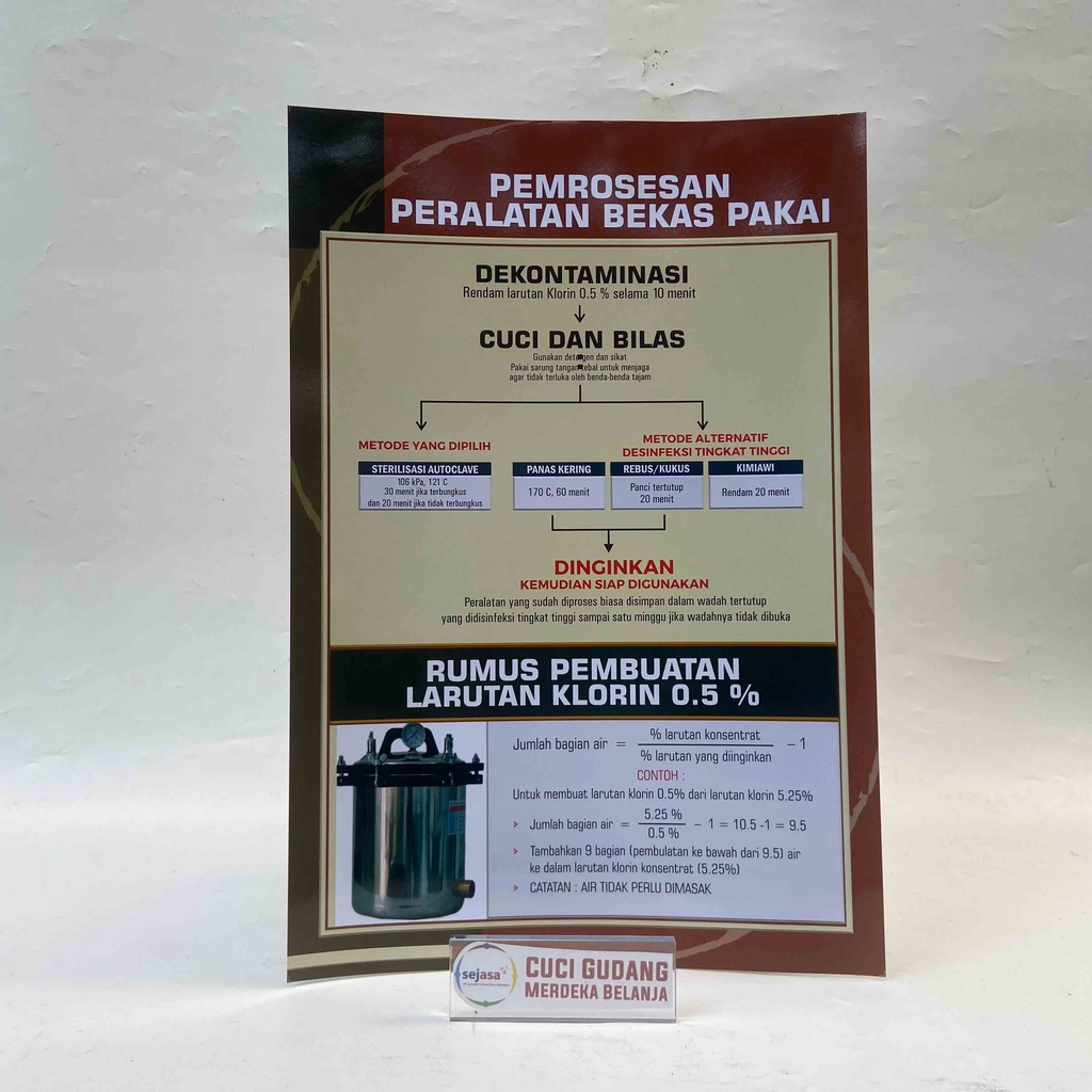 Jual Poster Dekontaminasi Alat, Prosedur Dekontaminasi, Poster Cara ...