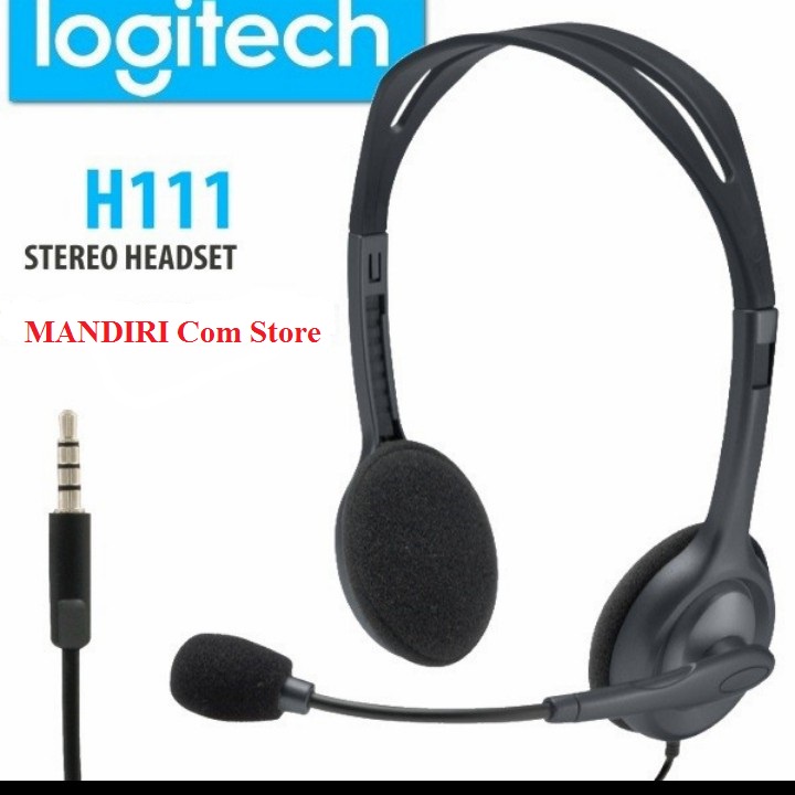 Jual Logitech H111 Stereo Headset With Mic Headphone Earphone Shopee Indonesia 0030