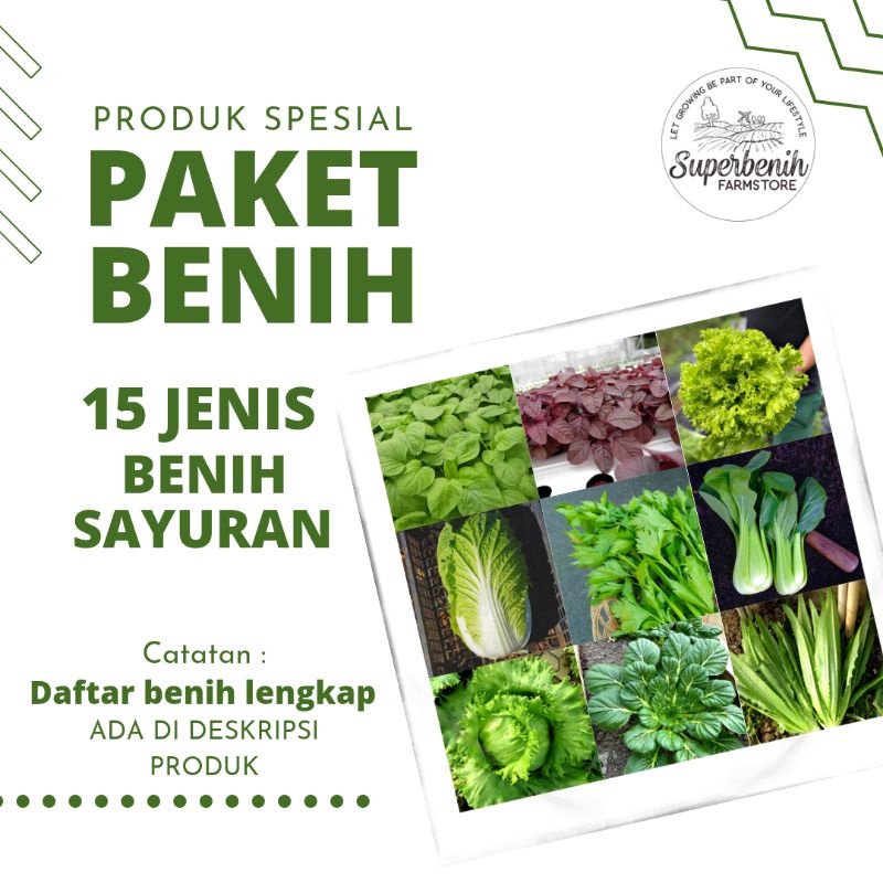 Jual Paket 15 Jenis Benih Sayuran Daun Untuk Pemula, Lengkap Panen 25 ...