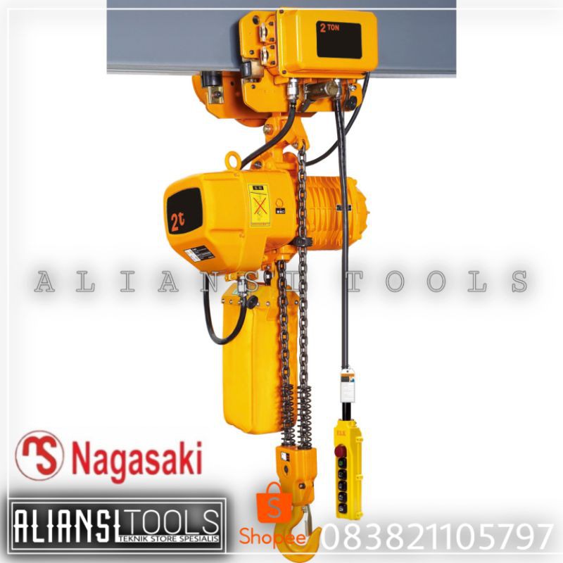 Jual Elektrik Hoist Nagasaki Electric Chain Hoist kapasitas 2 Ton x 6 Meter 1 Phase Shopee