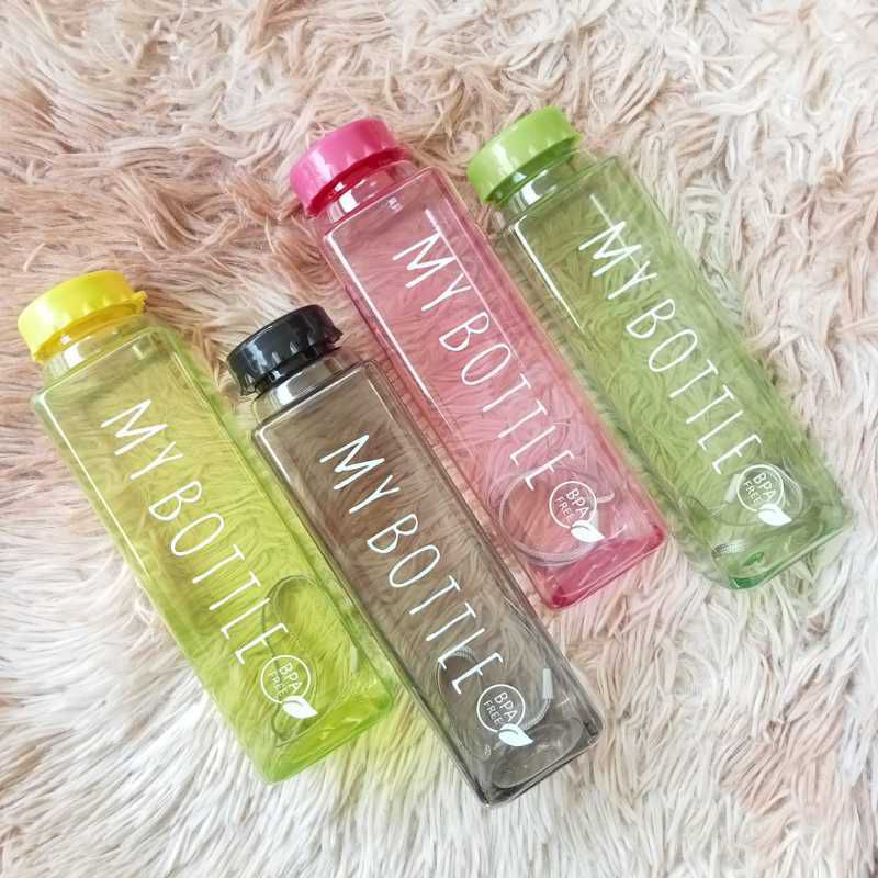 Jual MY BOTOL MODEL TERBARU BENTUK KOTAK TUTUP BULAT WARNA BLACK GREEN ...