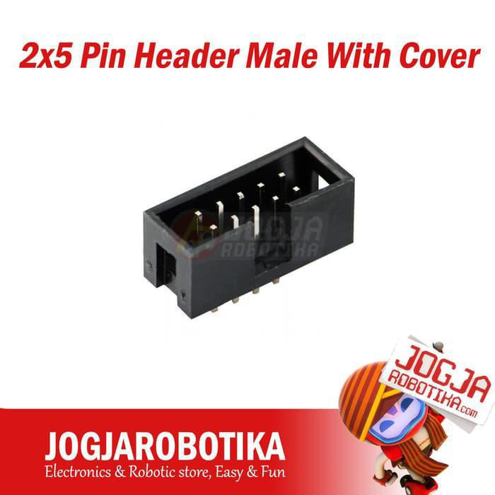 Jual 2x5 Pin Header Male With Cover IDC Male PCB Mount 10 Pin | Shopee ...