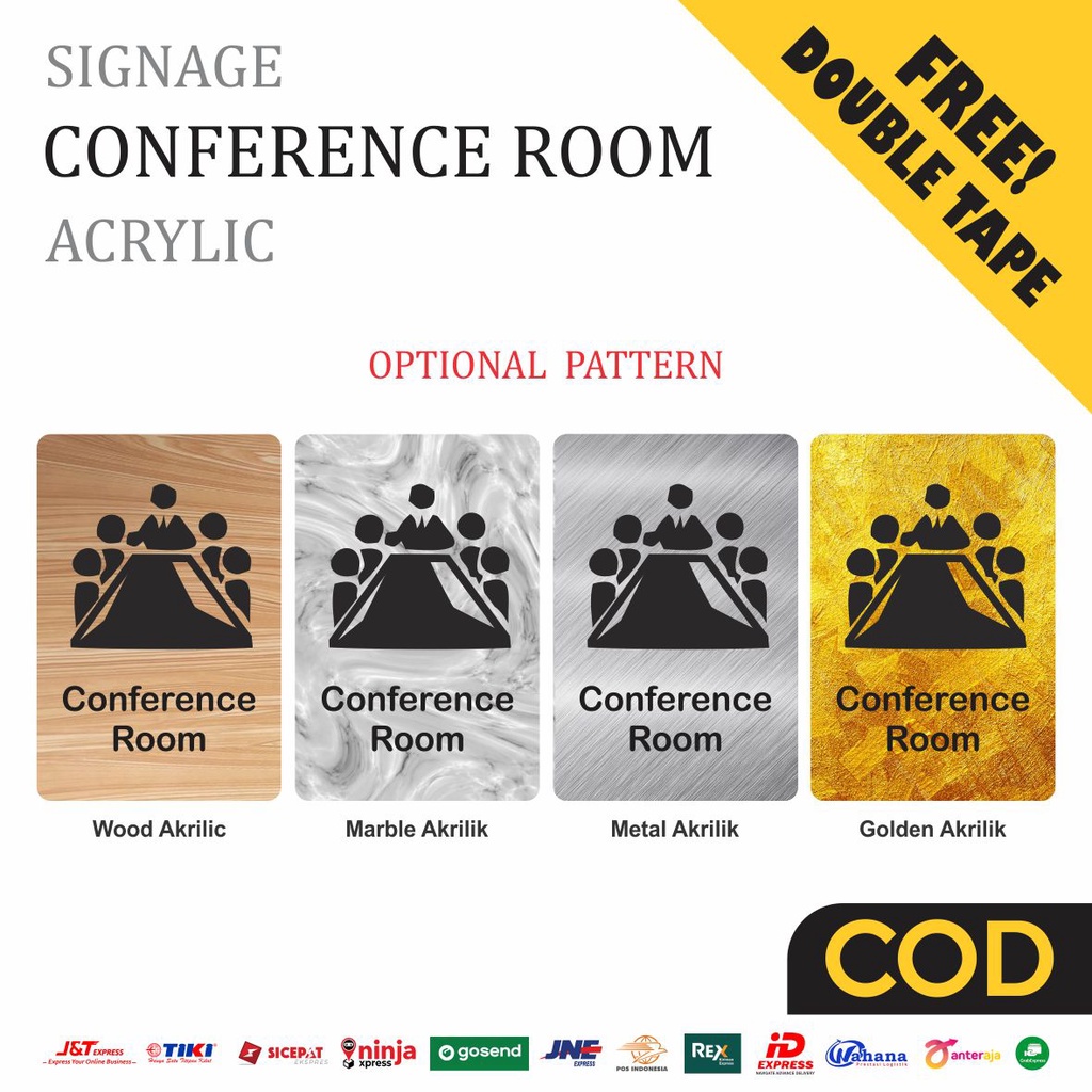 Jual Conference Room Sign Board Kayu Print Signage Label Nama Ruang ...