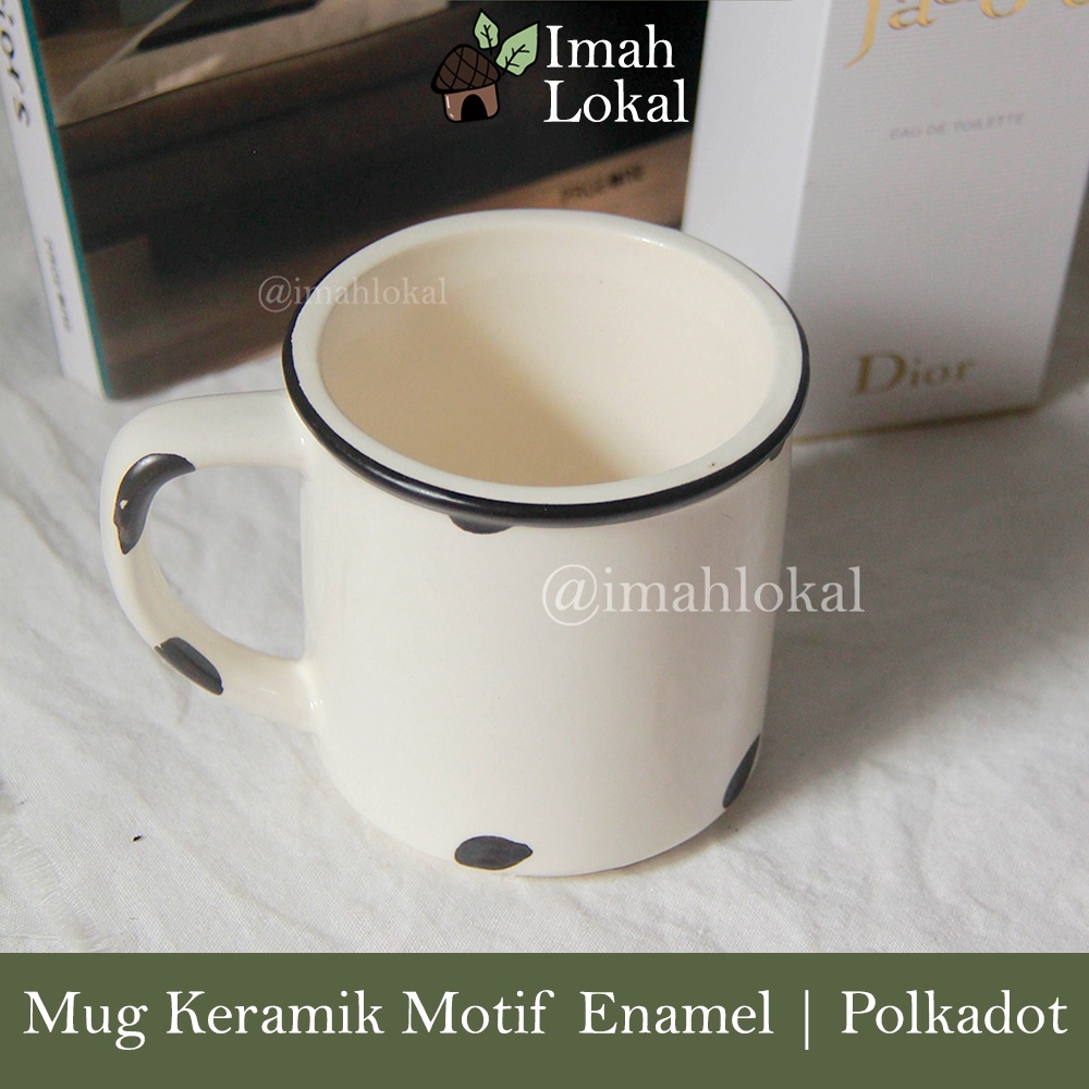 Jual Gelas Keramik Mug 290ml Cangkir Cafe Estetik Korea Motif Enamel Polkadot Shopee Indonesia 1743