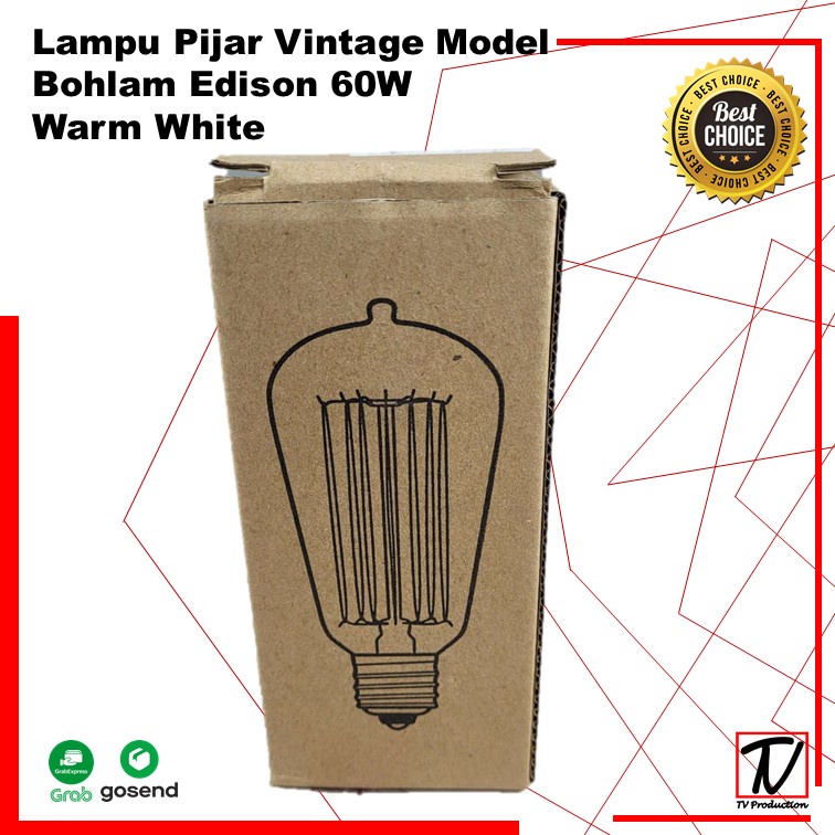 Jual Lampu Pijar Vintage Model Bohlam Edison 40w 60w Wram White