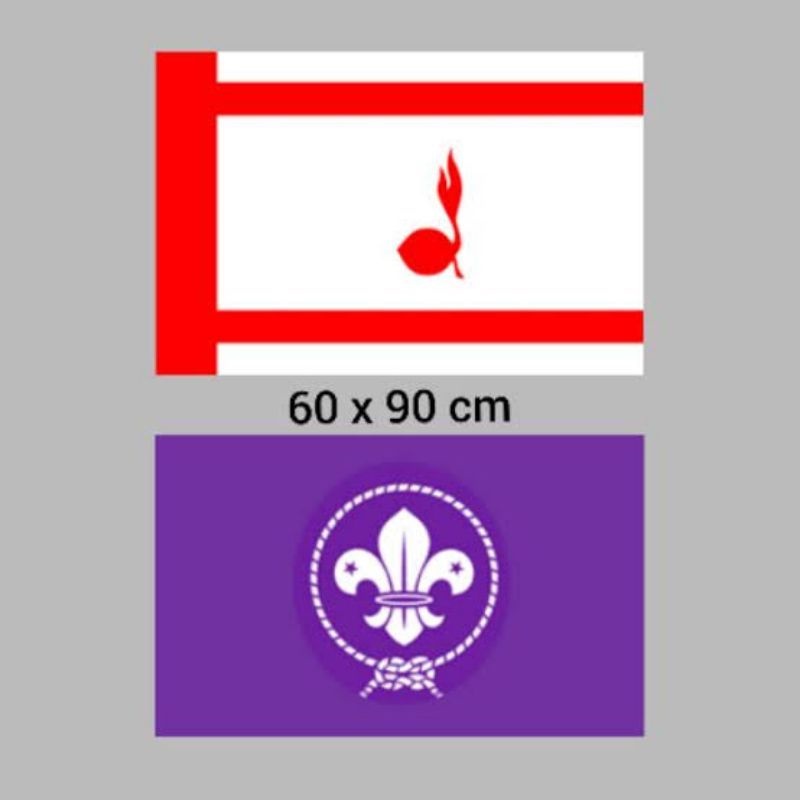 Jual bendera wosm pramuka ungu & bendera tunas kelapa pramuka kecil