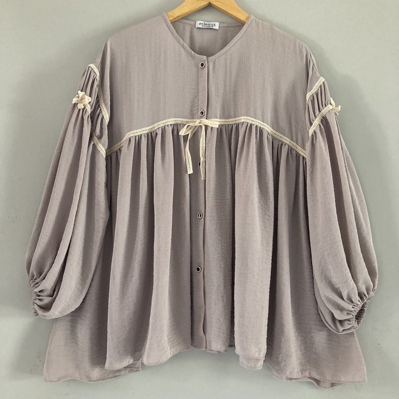 Eclemix Top Lumna | Atasan Wanita Blouse Polos Renda Daily