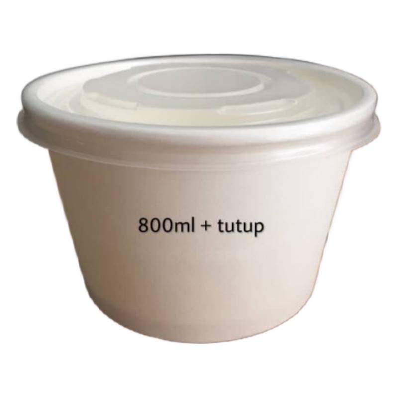 Jual PAPER BOWL 800ml + Tutup / Rice Bowl 28oz FOODGRADE (Per Slop isi ...