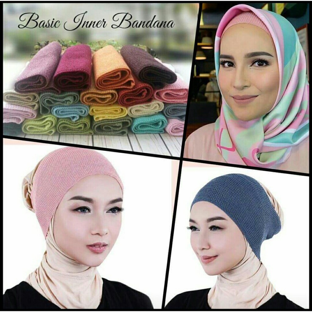 Jual Basic Inner Bandana Rajut / Ciput Rajut inner hijab Anti Pusing ...