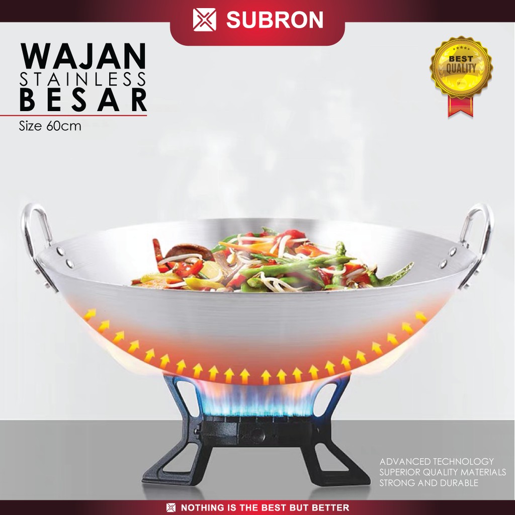 Jual SUBRON Wajan Kuali Stainless BGN MBG 60cm Masak Besar Jumbo ...