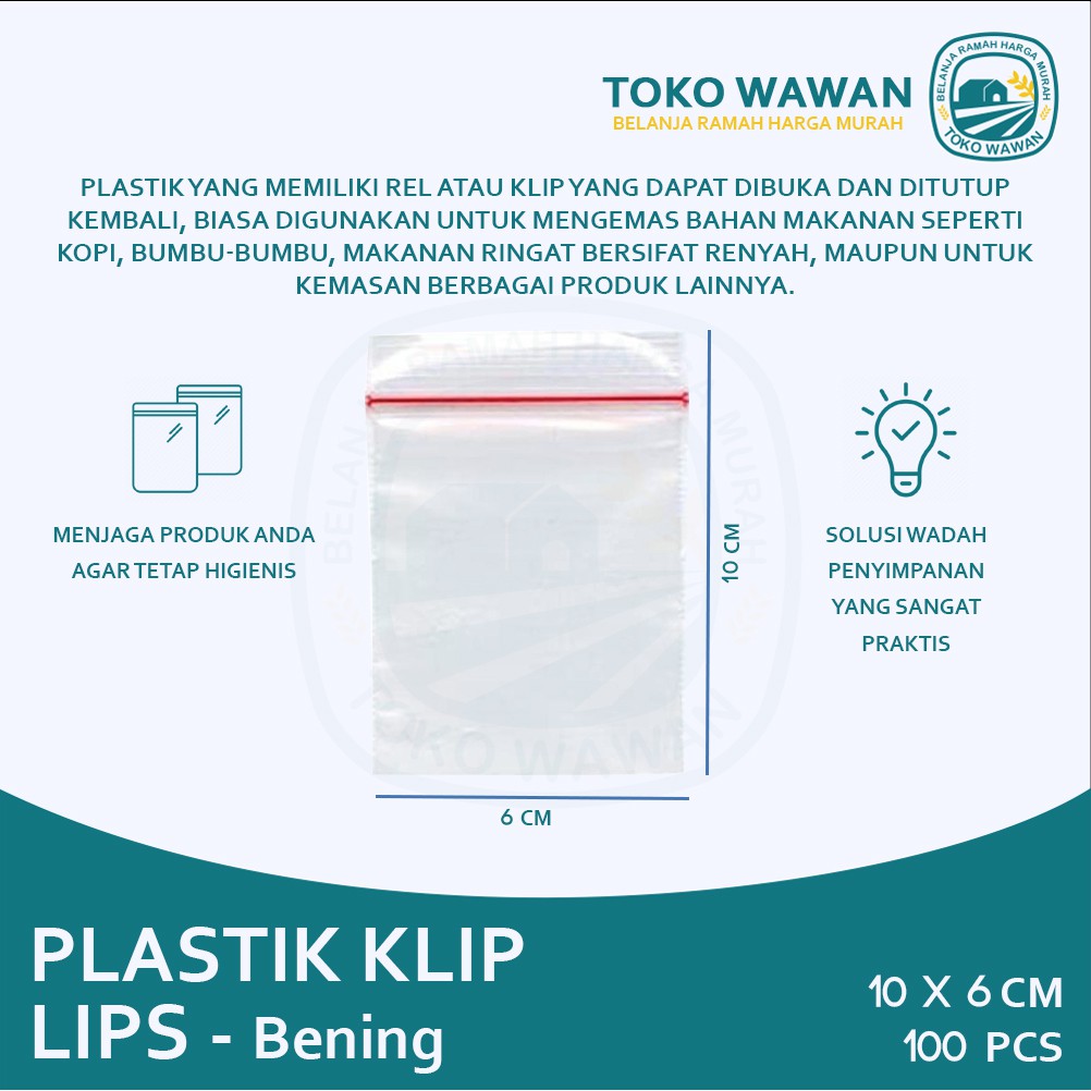 Jual Klip Plastik Bening Pp Ukuran 10x6 Cm 10 X 6 Cm Isi 100 Lembar