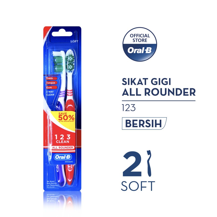 Jual Oral-B Sikat Gigi All Rounder 123 Soft Isi 2 | Shopee Indonesia