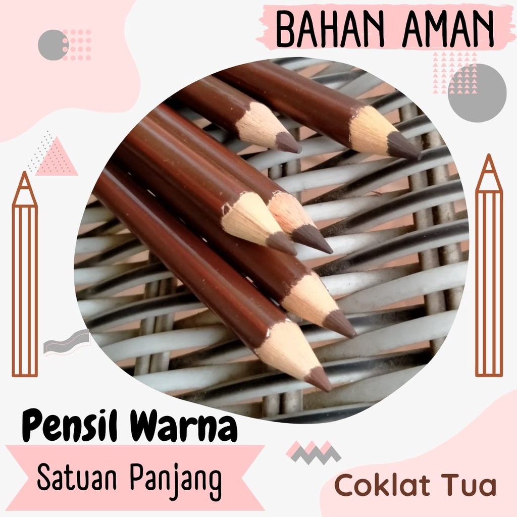 Jual PENSIL WARNA SATUAN COKLAT TUA PANJANG Lengkap Bagus 12 Aneka